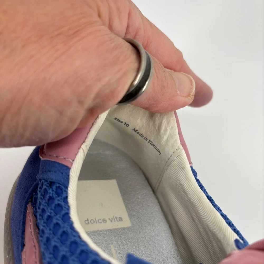 Dolce Vita Notice Sneakers Women Size 10 Blue Pink Mesh Ribbon Lace Up